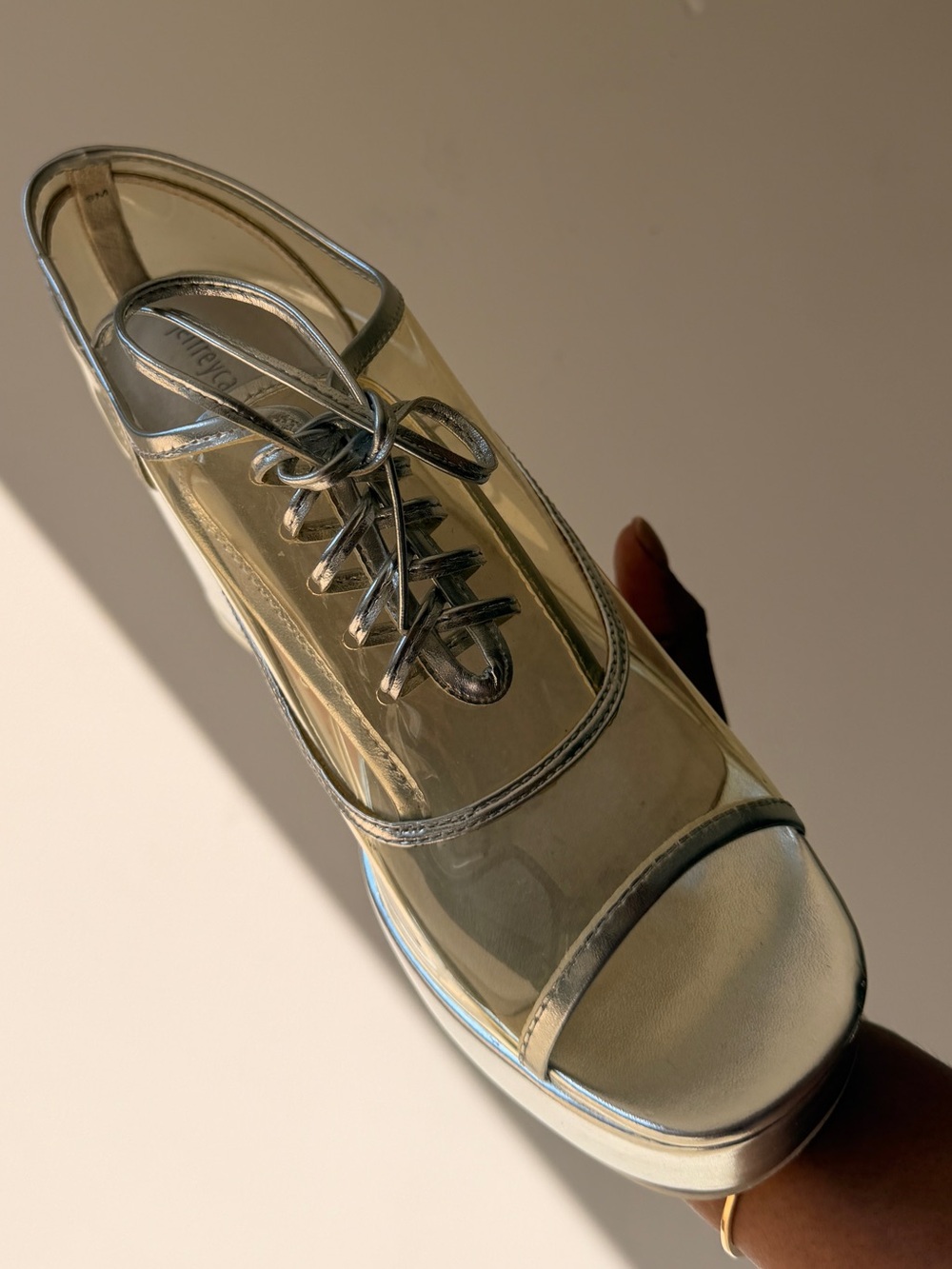 Jeffrey Campbell Silver Clear PVC Lace-Up Platform Sandals - Picture 6 of 10